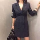 Pinstriped Double Breasted Blazer Dress