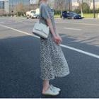 Set: Spaghetti-strap Floral Midi A-line Dress + Short-sleeve T-shirt