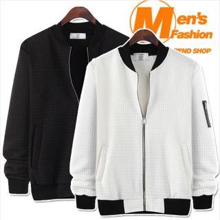 Zip-up Embossed Flight Jacket
