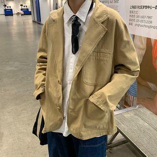 Contrast Stitch Single Breasted Blazer