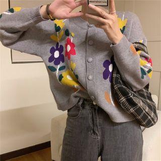 Flower Cardigan Jacket Gray - One Size