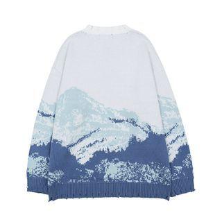 Print Trim Sweater