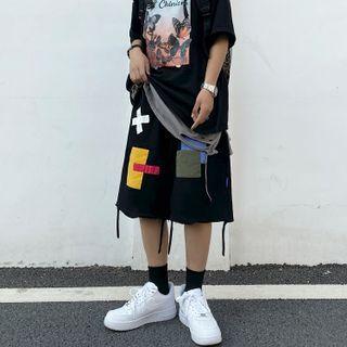 Patchwork Wide Leg Shorts