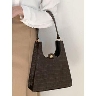 Croc-grain Hand Bag
