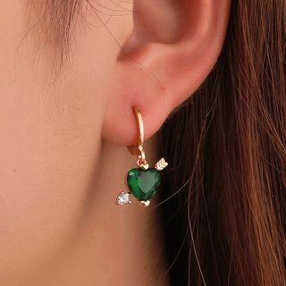 Heart Arrow Rhinestone Alloy Earring
