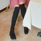 Tie-detail Faux-suede Tall Boots