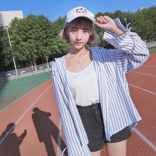 Bow Detail Striped Bell-sleeve Shirt