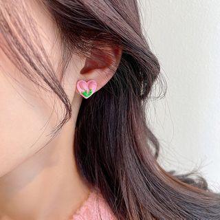 Tulip Heart Alloy Earring 1 Pair - Pink - One Size