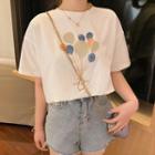 Short-sleeve Sequined Balloon Print T-shirt