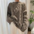 Oversized Cable-knit Sweater Gray - One Size