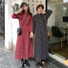 Long-sleeve Printed Midi Shirtdress