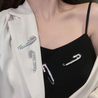 Rhinestone Brooch Pin 1 Piece - Brooch Pin - Rhinestone - Silver - One Size