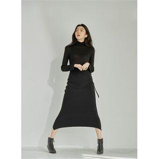 Tie-waist Midi Skirt Black - One Size