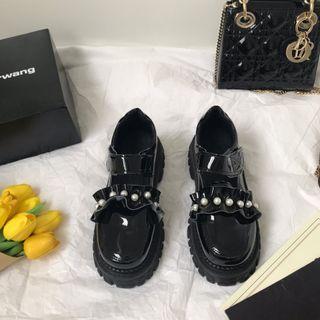 Beaded Ruffle Trim Platform Shoes