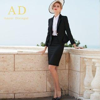 Ruffled Blazer / Pencil Skirt