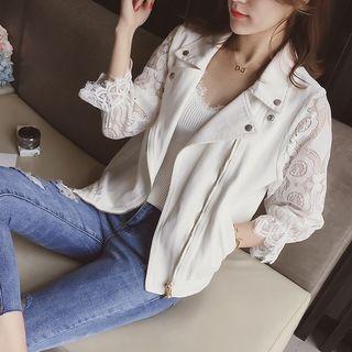 Lace Sleeve Biker Jacket