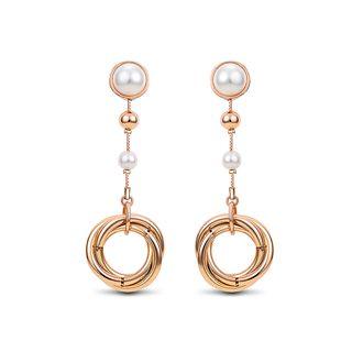 Temperament Ring Earrings With White Fashion Pearls