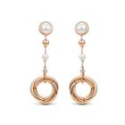 Temperament Ring Earrings With White Fashion Pearls