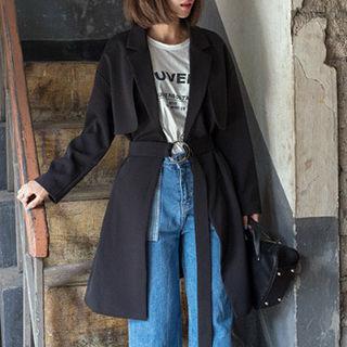 Flap-detail Open-front Jacket With Belt