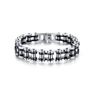 Fashion Personality Silver Black Bicycle Chain 316l Stainless Steel Long Bracelet Silver - One Size