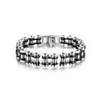 Fashion Personality Silver Black Bicycle Chain 316l Stainless Steel Long Bracelet Silver - One Size