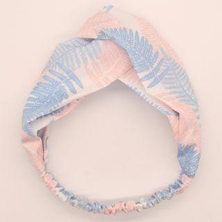 Leaf Print Criss Cross Headband 1# - Leaf - Pink - One Size