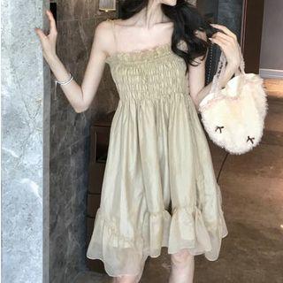 Sleeveless Ruffle-trim Chiffon Dress As Shown In Figure - One Size