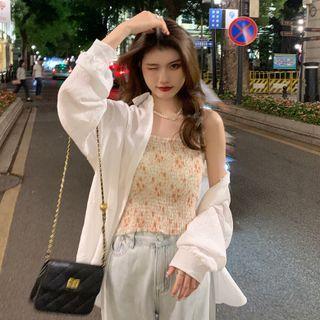 Shirt / Floral Print Smocked Camisole Top