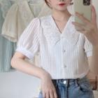 Lace Collar Short-sleeve Crop Shirt