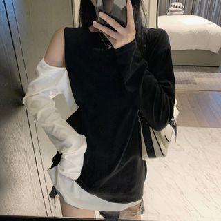 Color Block Pullover Black & White - One Size