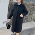 Set: Button-up Long Coat + Crossbody Bag