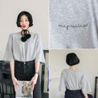 Elbow-sleeve Letter-embroidered T-shirt