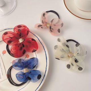 Polka Dot Bow Mesh Hair Tie