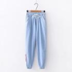 Letter Gather Cuff Jeans Denim Blue - One Size