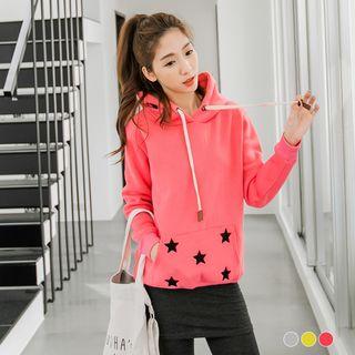 Brushed-lined Star-print Hooded Top