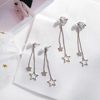 Faux Pearl Alloy Star Fringed Earring