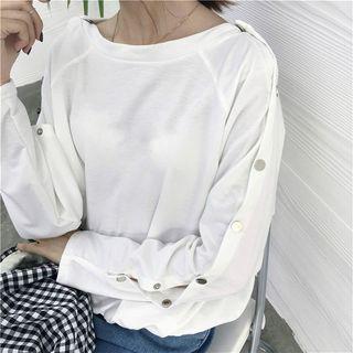 Plain Loose-fit Multi-way Long-sleeve Top