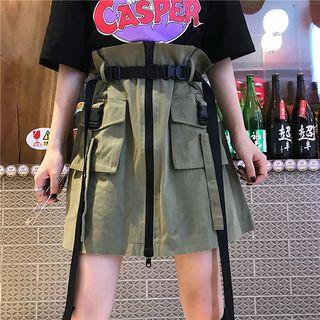 High Waist Pocketed A-line Skirt As Shown In Figure - One Size