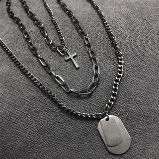 Set Of 3: Metal Necklace As Shown In Figure - One Size