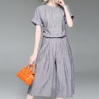 Set: Striped Short Sleeve T-shirt + Culottes