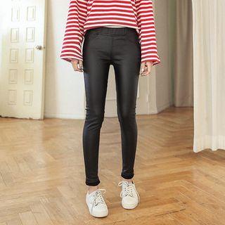 Banded-waist Coating Pants