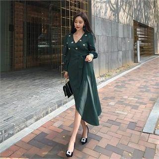 Embellished Maxi Surplice-wrap Dress
