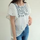 Embroidered Eyelet-lace Top