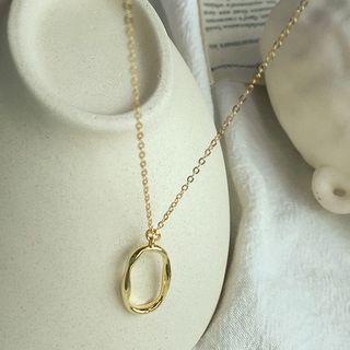 Gold Plated 925 Sterling Silver Oval Pendant Necklace