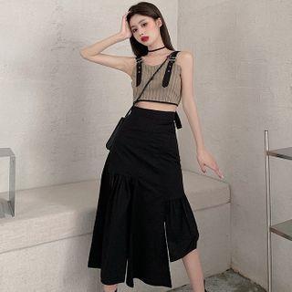 Asymmetric A-line Midi Skirt / Tank Top