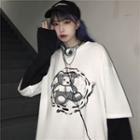 Mock Two-piece Long-sleeve Graphic Print T-shirt