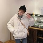 Striped Panel Mock Two-piece Padded Hoodie