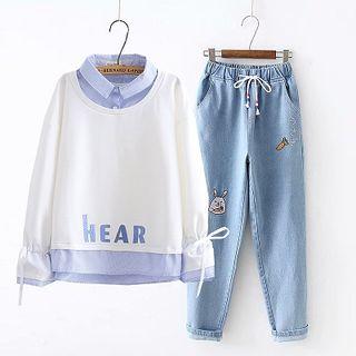 Paneled Sweatshirt / Harem Jeans / Set