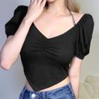 Chain Cutout-back Cropped T-shirt