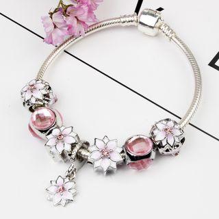 Cat Eye Stone Floral Charm Bracelet